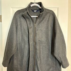 Lands’ End Fleece Jacket Women’s 1X Zip/Snap Plus Size Long Coat